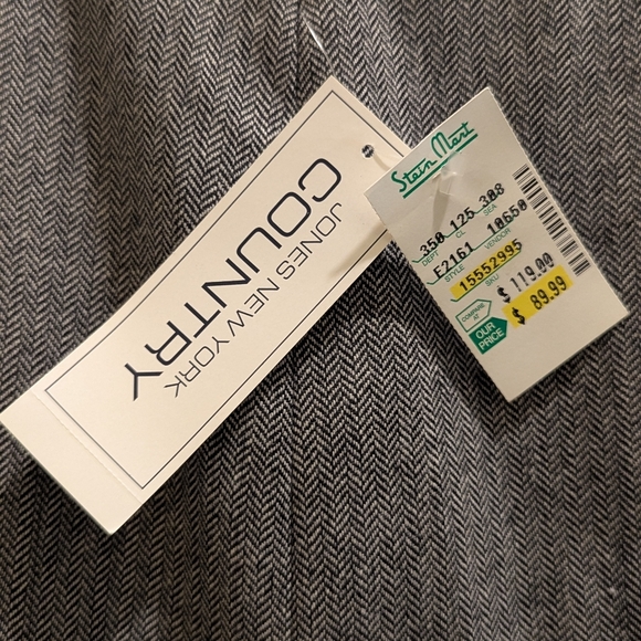 Jones New York Country Wool Blend Black/White Herringbone Embroidered Skirt- 6 - Picture 11 of 12